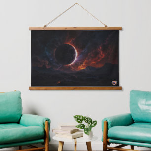 Solar Eclipse Cosmic Masterpiece Xzendor7 AI Art Hangend Wandkleed
