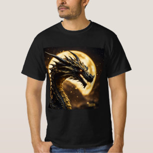Solar Eclipse Dragon 2024 of Naam toevoegen Mannen T-shirt