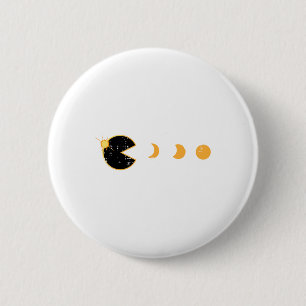 Solar Eclipse Gamer Eating Sun Retro Videogame Me Ronde Button 5,7 Cm