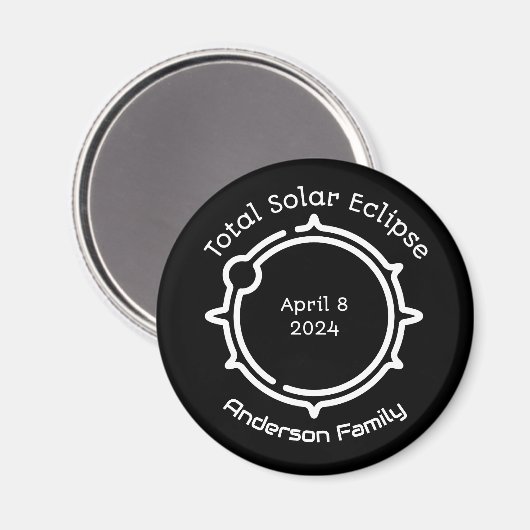 Solar Eclipse Gift 2024 Modern Minimaal Zwart Magneet (Voorkant / Achterkant)
