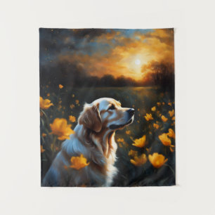Solar Eclipse Golden Retriever Lake Bloemen Wandkleed