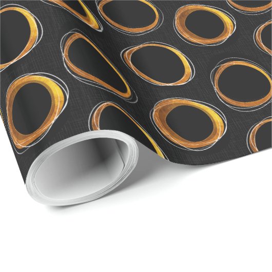 Solar Eclipse Mid-Century Modern Black & Gold Cadeaupapier (Rol Hoek)