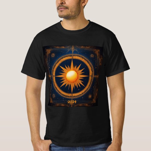 Solar Eclipse Mystical Balance 2024 Naam toevoegen T-shirt (Voorkant)