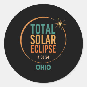 Solar Eclipse Ohio April 8 2024 Totaal Totaal Ronde Sticker