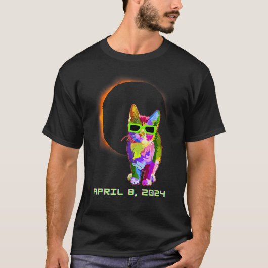 Solar Eclipse TShirt Cat Wearing Solar Eclipse Gla (Devant)