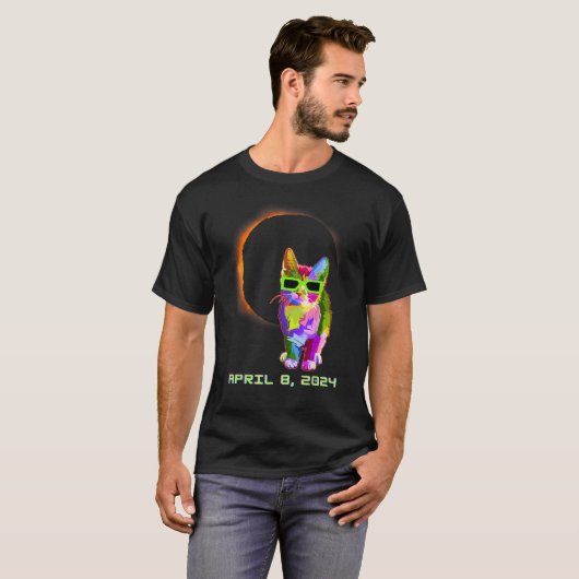 Solar Eclipse TShirt Cat Wearing Solar Eclipse Gla (Devant entier)