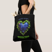 Solar Heart Green Soul – Solarpunk Canvas tas (Dichtbij)