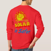 Solar is Safer Smiling Orange Sun Slogan T-shirt (Dos)