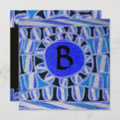 SOLAR MONOGRAM, blauw turquase zwart wit Kaart (Voorkant / Achterkant)