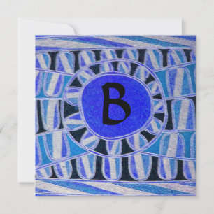 SOLAR MONOGRAM, blauw turquoise zwart wit Kaart