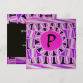SOLAR MONOGRAM, helder roze fuchsia zwart wit Kaart (Voorkant / Achterkant)