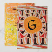 SOLAR MONOGRAM, heldergeel oranje zwart wit Kaart (Voorkant / Achterkant)