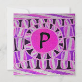 SOLAR MONOGRAM, helderroze fuchsie zwart wit Kaart (Voorkant)