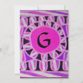 SOLAR MONOGRAM, helderroze violet zwart wit Kaart (Voorkant)