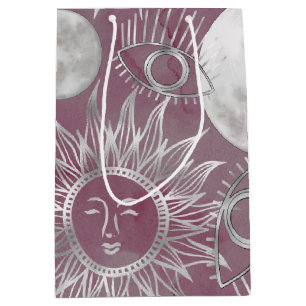Solar Mystique Roze zilver Moon Stars Sun Eyes Medium Cadeauzakje