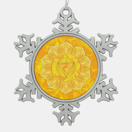 Solar Plexus Chakra Pewter Snowflake Ornament (Voorkant)