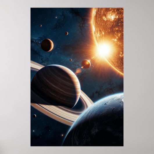 Solar Rise Over the Ringed Giants Poster (Voorkant)
