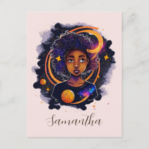 Solar System Afro Woman Briefkaart