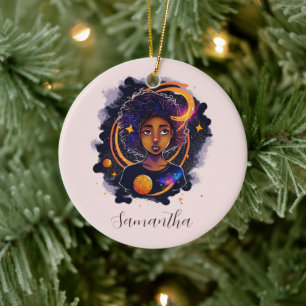 Solar System Afro Woman Keramisch Ornament