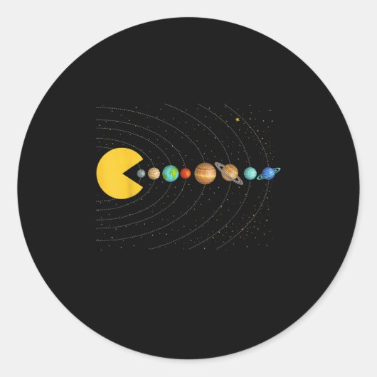 Solar System Astronomy Space Video Games Funny Gra Ronde Sticker (Voorkant)