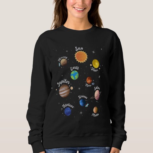 Solar System Kids Planets Outer Space Knowledge Sc Trui (Voorkant)