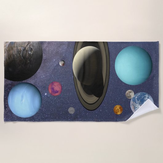 Solar system planets beach towel strandlaken (Voorkant)