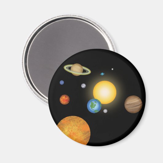 Solar System Planets in Deep Dark Space Cosmic Magneet (Voorkant / Achterkant)