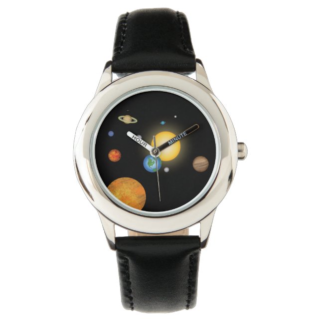 Solar System Planets in Deep Dark Space Horloge (Voorkant)
