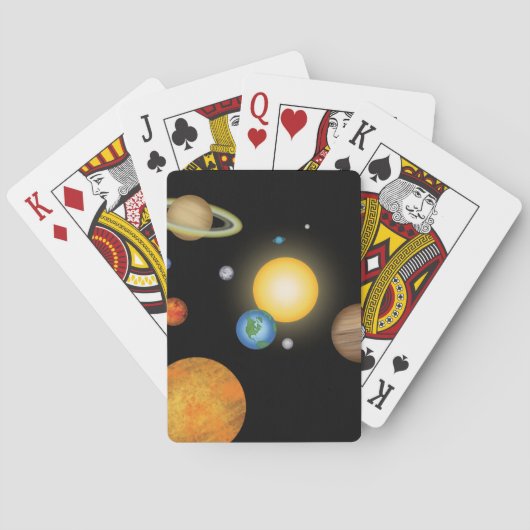 Solar System Planets in Deep Dark Space Pokerkaarten (Achterkant)