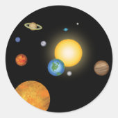 Solar System Planets in Deep Dark Space Ronde Sticker (Voorkant)