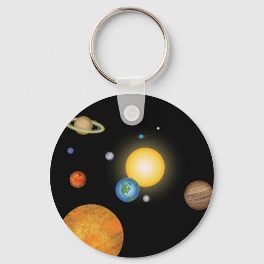 Solar System Planets in Deep Dark Space Sleutelhanger (Voorkant)