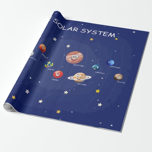 Solar System Planets jigzaagpuzzel Cadeaupapier (Uitgerold)