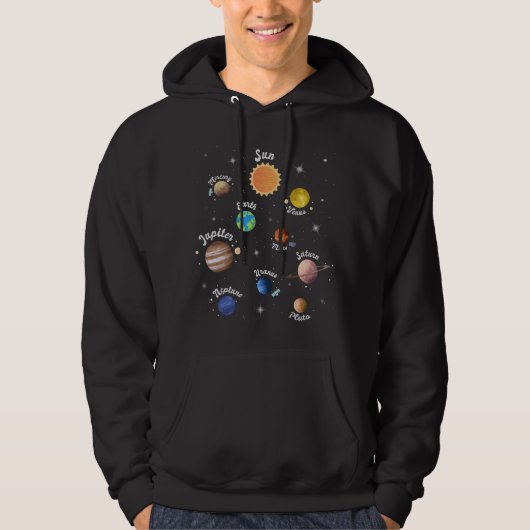 Solar System Planets Kids Knowledge Outer Space Hoodie (Voorkant)