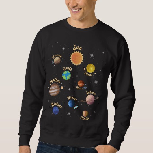 Solar System Planets Kids Knowledge Outer Space T- Trui (Voorkant)