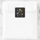 Solar System Planets Kids Knowledge Outer Space T- Vierkante Sticker (Tas)