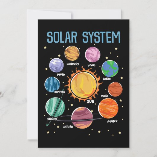 Solar System Planets Science Space Boys Girls STEM Kaart (Achterkant)