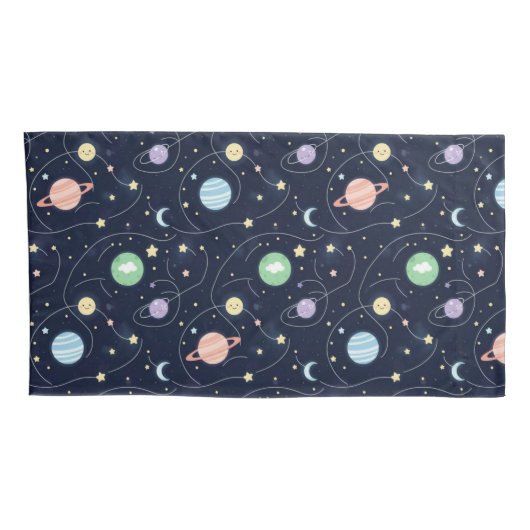 Solar System Planets Seamless Pattern Kussensloop (Achterkant-Rechts)