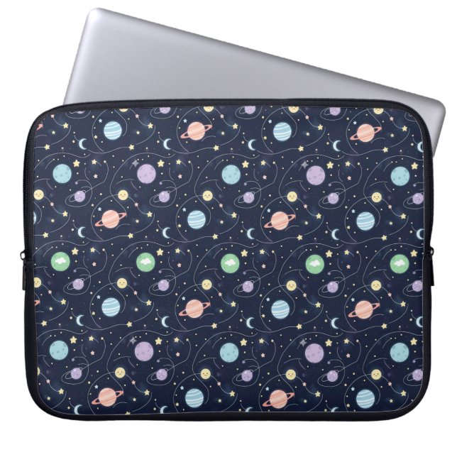 Solar System Planets Seamless Pattern Laptop Sleeve (Voorkant)