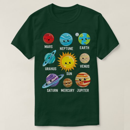 Solar System Planets T-shirt (Design voorkant)