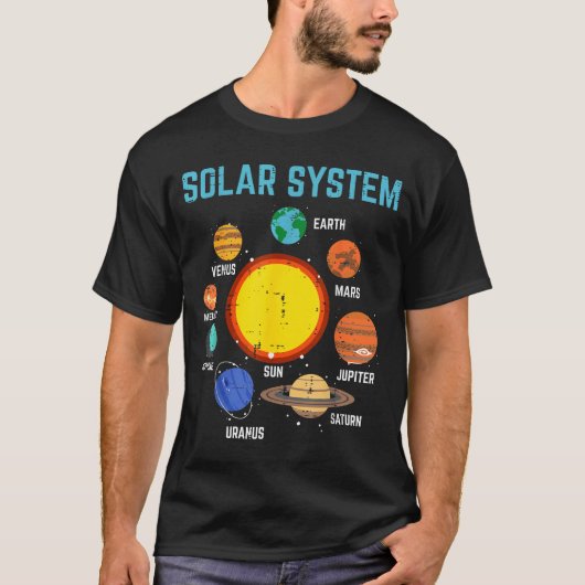 Solar System Sun Planets Galaxy Astronomy Men Wome T-shirt (Voorkant)