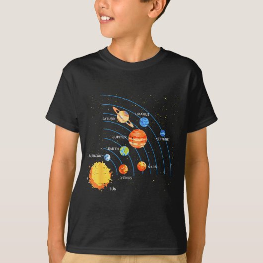 Solar System Sun Planets Orbit Space Galaxy Men Wo T-shirt (Voorkant)