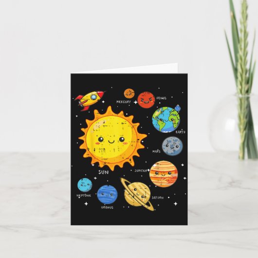 Solar System Sun Planets Rocket Space Galaxy Kids  Kaart (Voorkant)