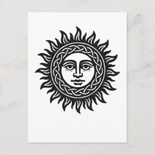 Solar Visage Sigil – Zwarte Zon Embleem T-shirt Briefkaart
