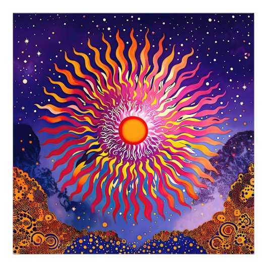 "Solar Whispers in the Sky" De Zon Foto Afdruk (Voorkant)