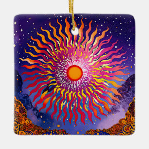 "Solar Whispers in the Sky" De Zon Keramisch Ornament