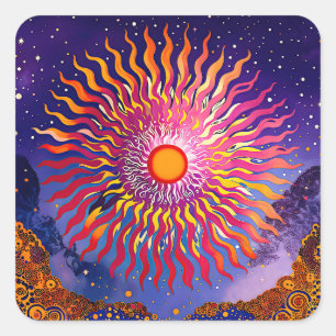 "Solar Whispers in the Sky" De Zon Vierkante Sticker