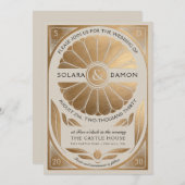 SOLARA I - Botanic Faux Gold Wedding Invitation Kaart (Voorkant / Achterkant)