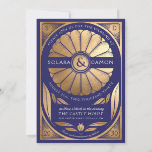 SOLARA II - Floral Faux Gold Faire-part de mariage
