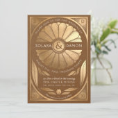 SOLARA III - Floral Faux Gold bruiloft uitnodiging (Staand voorkant)