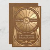 SOLARA III - Floral Faux Gold bruiloft uitnodiging (Voorkant / Achterkant)